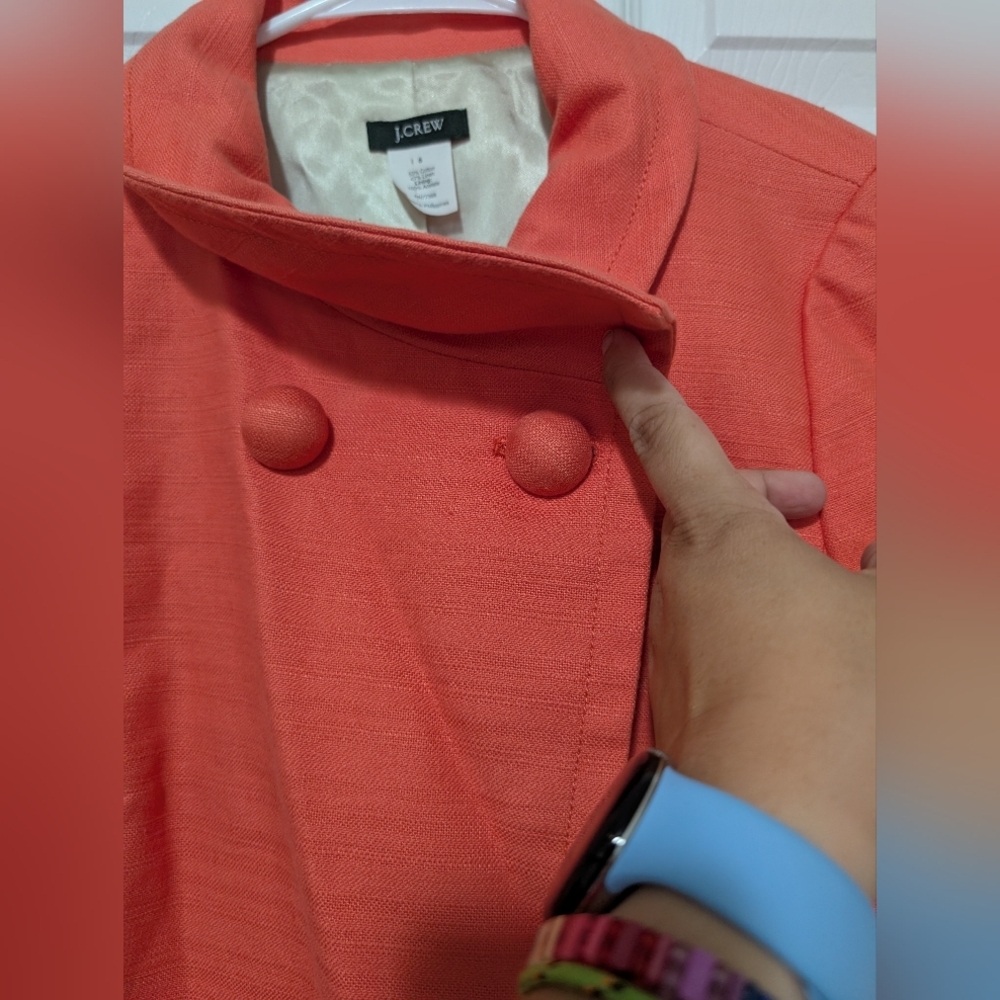 J. Crew, Women's Size 6, Coral, Linen/Cotton Two-Piece Suit, - Picture 4 of 10